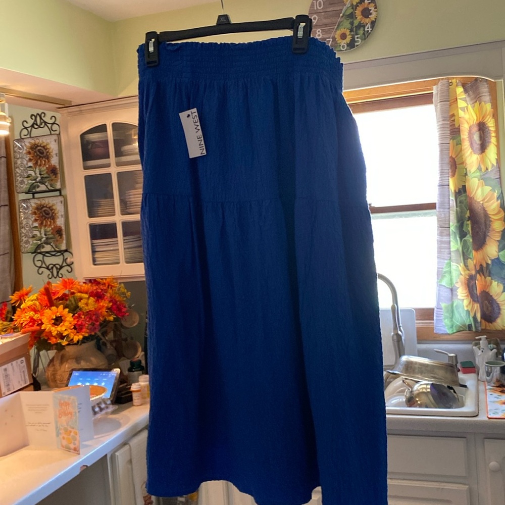 A blue cotton skirt